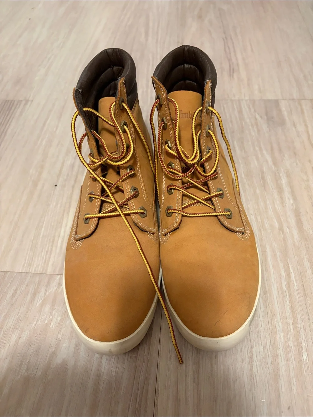 Timberland Men's Wheat Nubuck Work-Style Boots - Wheat/Yellow Laces